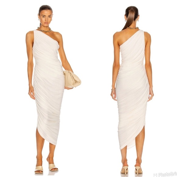 Norma Kamali Diana Ruched One-Shoulder Gown - Picture 1 of 10
